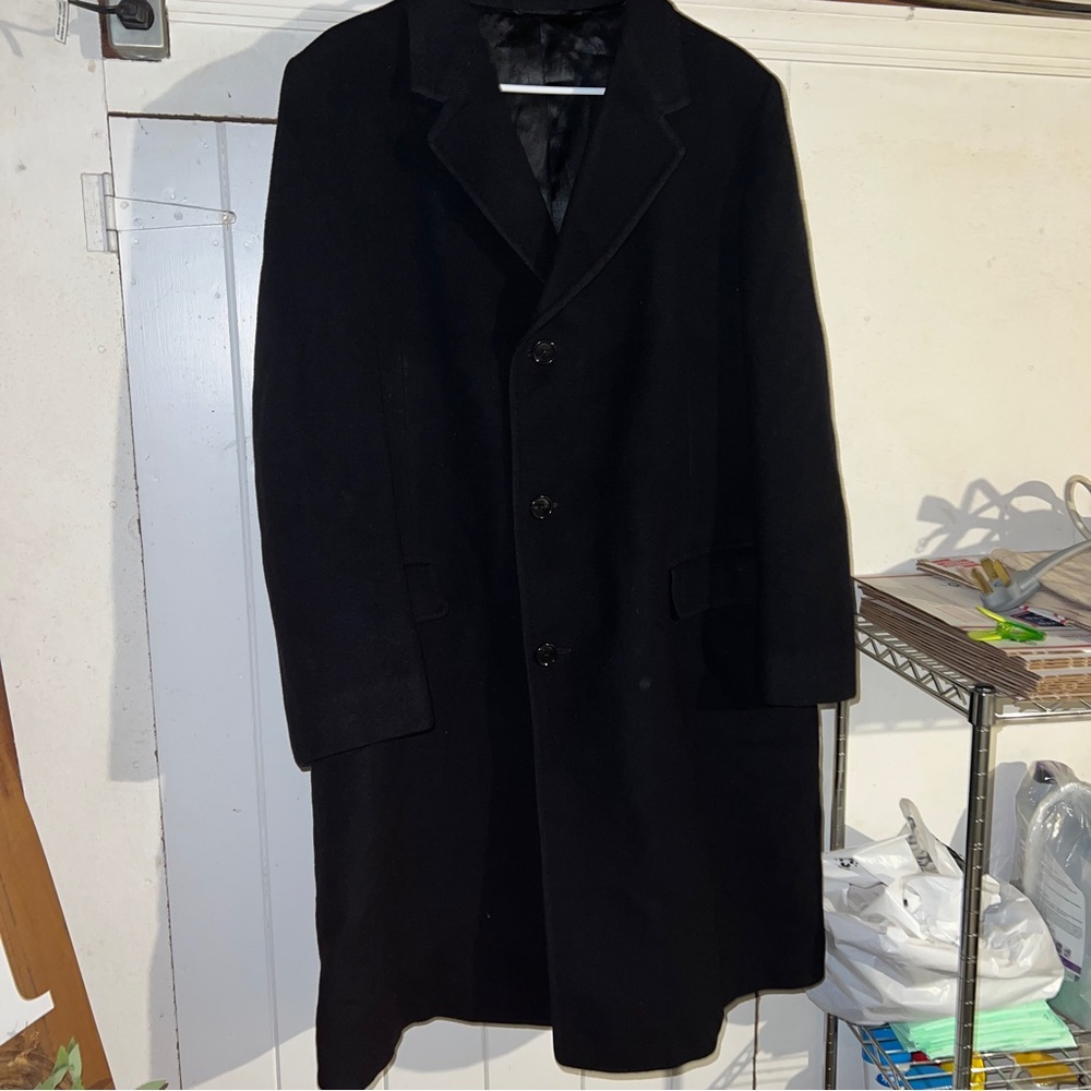 1950's Men Long BLACK Cashmere COAT
